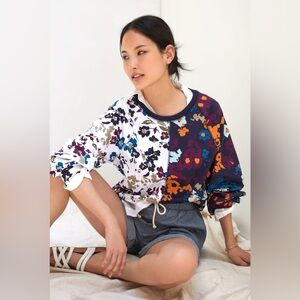 Anthropologie Maeve Floral Puff Sleeved Sweatshirt- XS‎